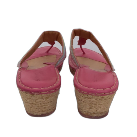 Women's Born Drilles Espadrille Wedge Pink Stripe Slip On Sandals Size 10 - Picture 3 of 8